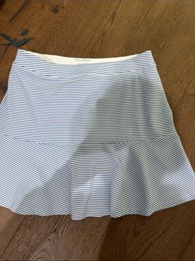 Tommy Bahama Light Blue and White Striped Skater Skirt